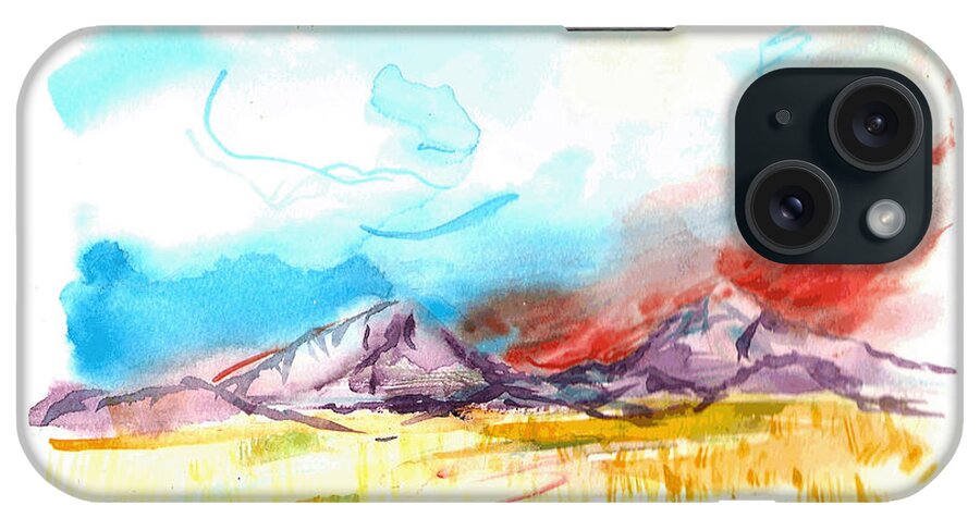 Spanish Peaks iPhone Case featuring the painting Spanish Peaks study by Joseph Mora