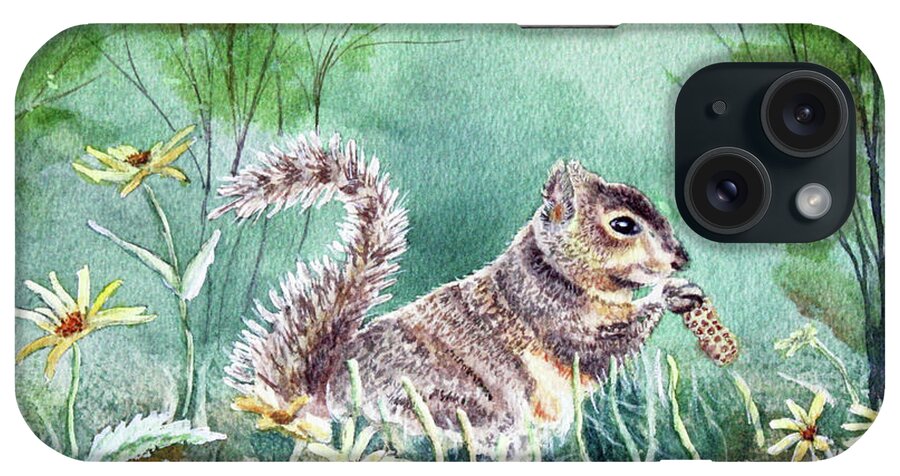 Squirrel iPhone Case featuring the painting Squirrel and Peanut by Kathryn Duncan