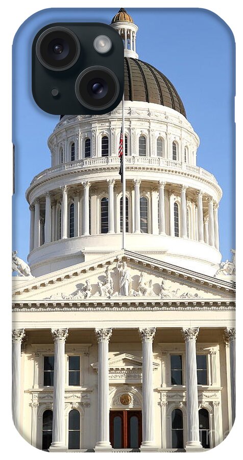 Cityscape iPhone Case featuring the photograph State of California Capitol Building . 7D11738 by Wingsdomain Art and Photography