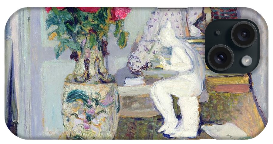 Statuette iPhone Case featuring the painting Statuette by Maillol and Red Roses by Edouard Vuillard