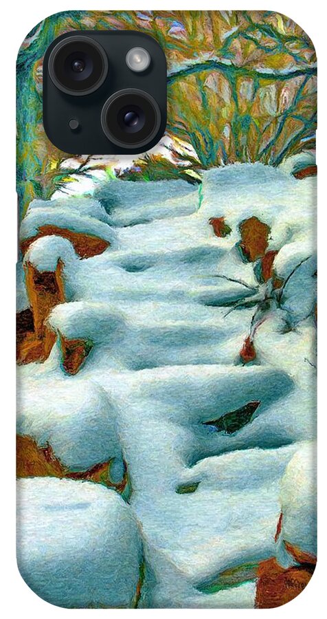 Stone iPhone Case featuring the painting Stone Steps in Winter by Jeffrey Kolker