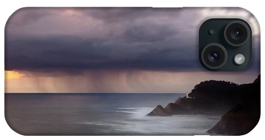 Light House iPhone Case featuring the photograph Storm over Heceta Head by Keith Kapple