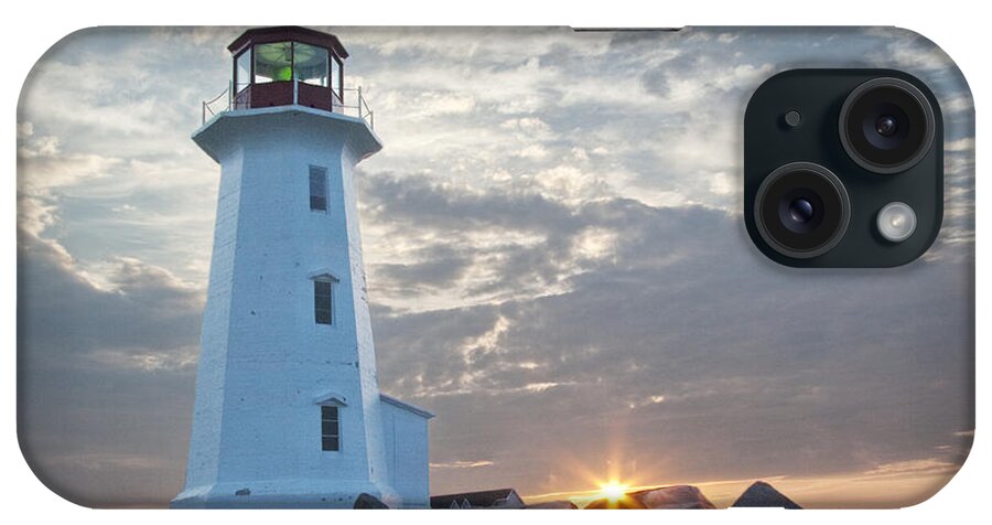 Art iPhone Case featuring the photograph Sunrise at Peggys Cove Lighthouse in Nova Scotia Number 041 by Randall Nyhof