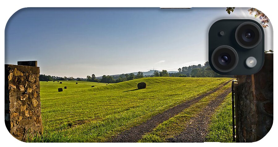 Hay iPhone Case featuring the photograph Sunrise over Hay Field by Lori Coleman