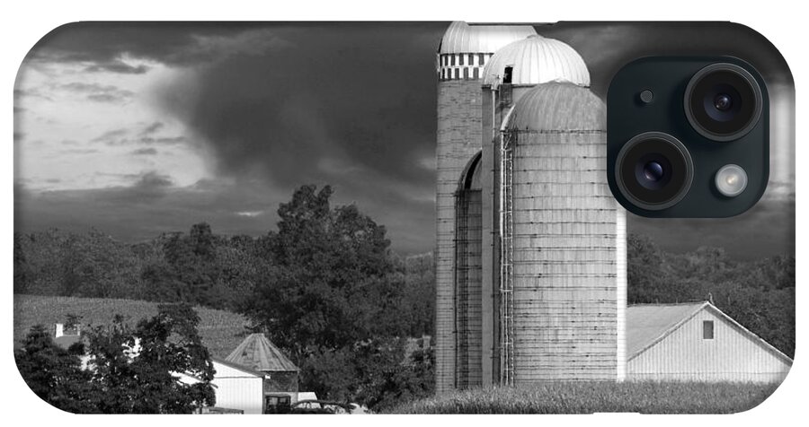 Farm iPhone Case featuring the photograph Sunset On The Farm BW by David Dehner