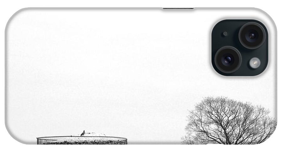 Cow iPhone Case featuring the photograph The Corncrib And The Cow And The Crows by Terry Doyle