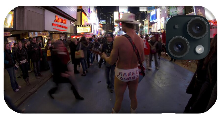 Naked Cowboy iPhone Case featuring the photograph The famous Naked Cowboy performing in Time Square by Sven Brogren