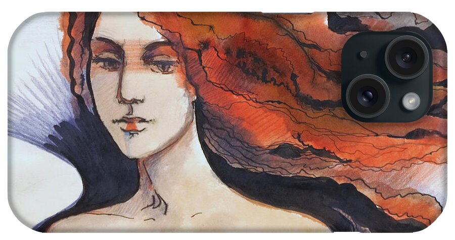 Woman iPhone Case featuring the painting The Martian by Valentina Plishchina