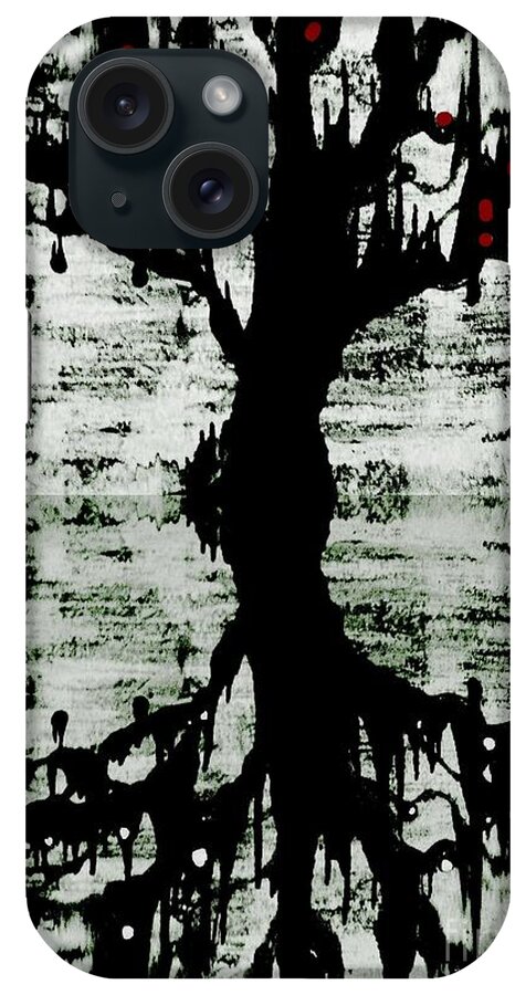 Black And White Tree iPhone Case featuring the painting The Tree The Root by Amy Sorrell