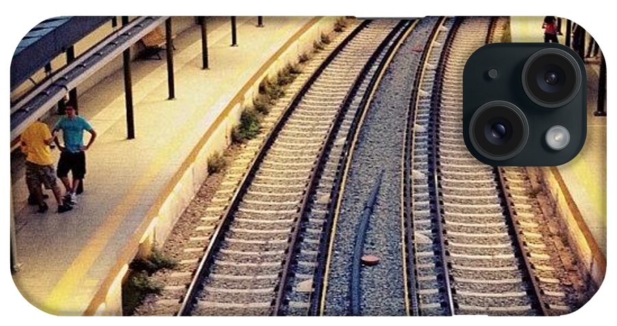 People iPhone Case featuring the photograph #train #trains #trainstation #station by Vassilis Valimitis