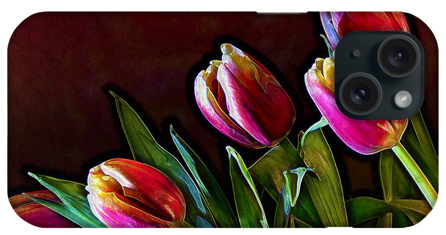 Flower iPhone Case featuring the photograph Tulip Traced Incandescence by Bill and Linda Tiepelman