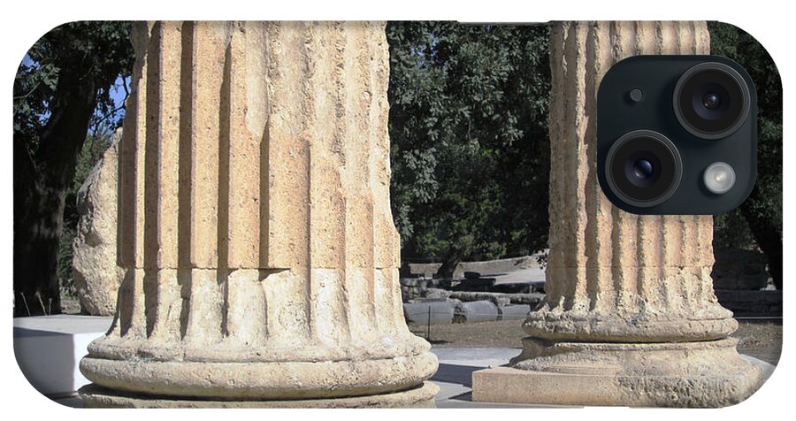 Olympia iPhone Case featuring the photograph Twin Columns Olympia Greece by John Shiron