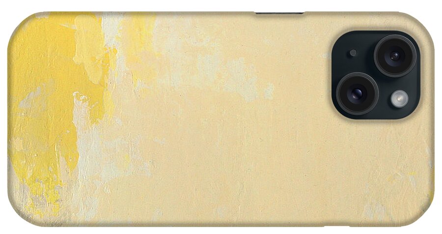 Painting iPhone Case featuring the painting Untitled Abstract - bisque with yellow by Kathleen Grace