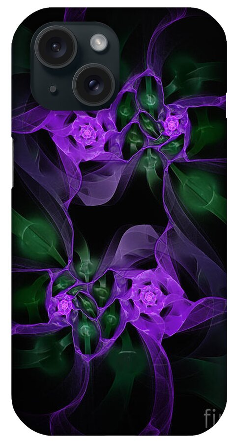 Fractal iPhone Case featuring the digital art Violet Floral Edgy Abstract by Andee Design