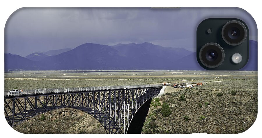 Architecture iPhone Case featuring the photograph Weather at the Rio Grande Gorge Bridge by Melany Sarafis