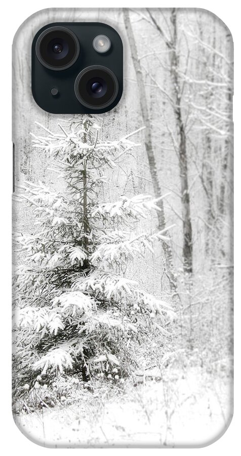 White iPhone Case featuring the photograph Whispers the Snow by Angie Rea
