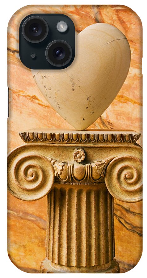 Heart iPhone Case featuring the photograph White stone heart on pedestal by Garry Gay