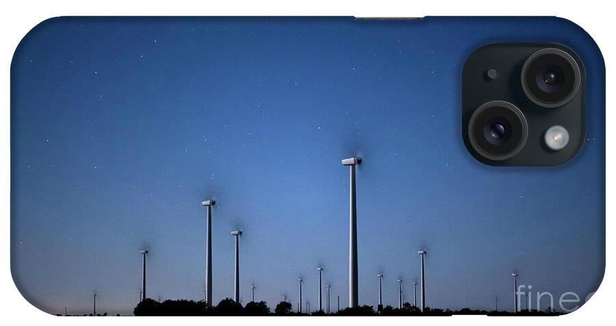 Night Time Photography iPhone Case featuring the photograph Wind Farm at Night by Keith Kapple