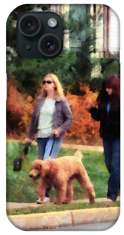 Dog iPhone Case featuring the photograph Women Walking a Dog by Susan Savad
