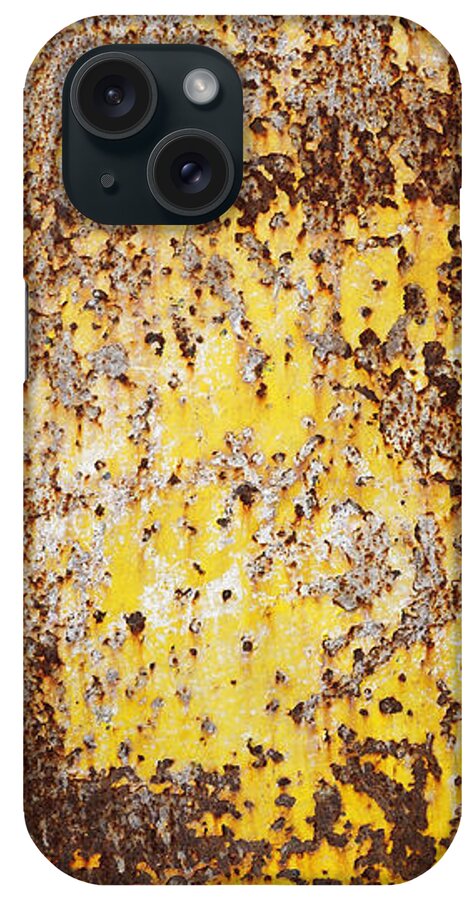 Metal iPhone Case featuring the photograph Yellow rusty metal surface by Matthias Hauser