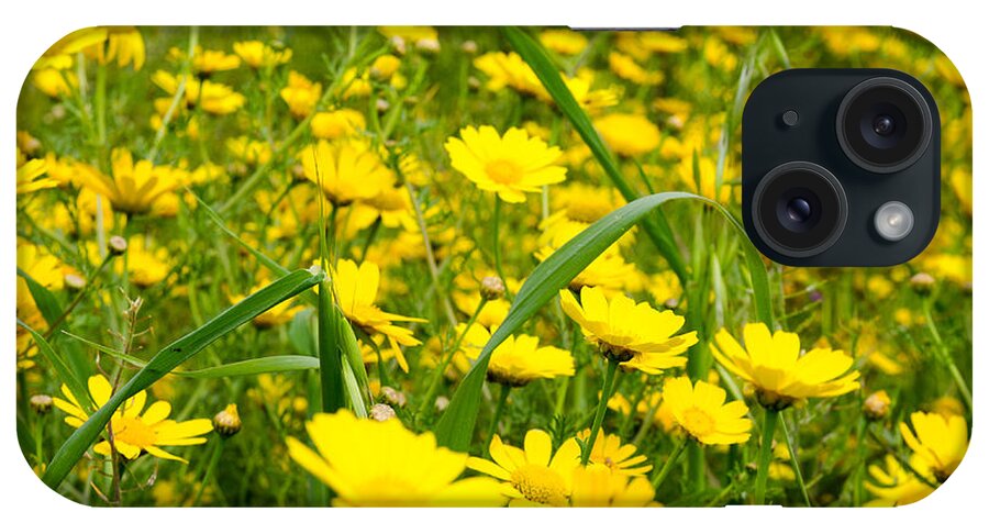 Background iPhone Case featuring the photograph Yellow wildflowers by Michael Goyberg