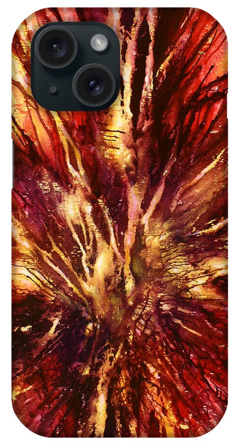 Abstract iPhone Case featuring the painting ' Inferno' by Michael Lang