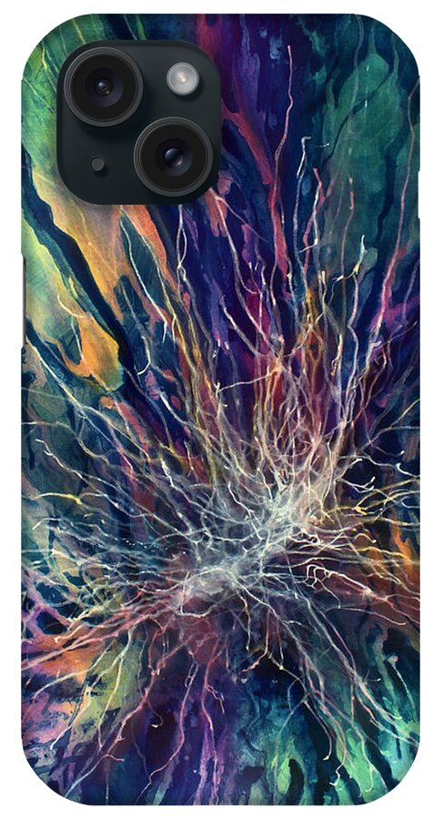 Abstract iPhone Case featuring the painting ' Point of Creation ' by Michael Lang