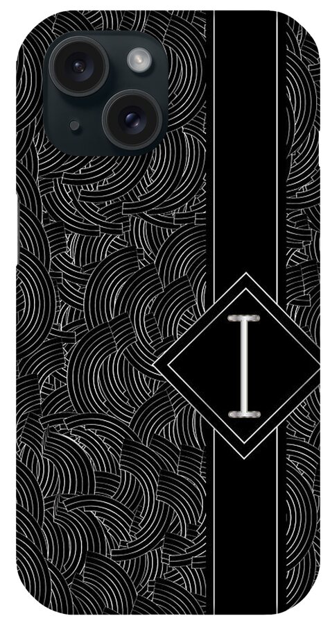 Monogram iPhone Case featuring the digital art Deco Jazz Swing Monogram ...letter i by Cecely Bloom