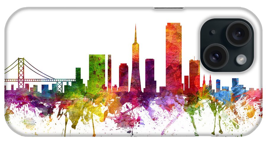 San Francisco iPhone Case featuring the drawing San Francisco Cityscape 06 by Aged Pixel