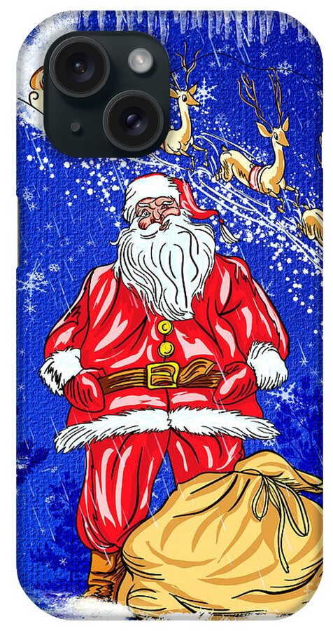 Merry Christmas iPhone Case featuring the painting Santa Claus by Andrzej Szczerski