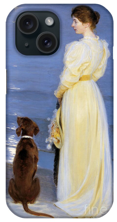 Summer Evening At Skagen. The Artist's Wife And Dog By The Shore (1892) iPhone Case featuring the painting The Artist's Wife and Dog by the Shore by Celestial Images