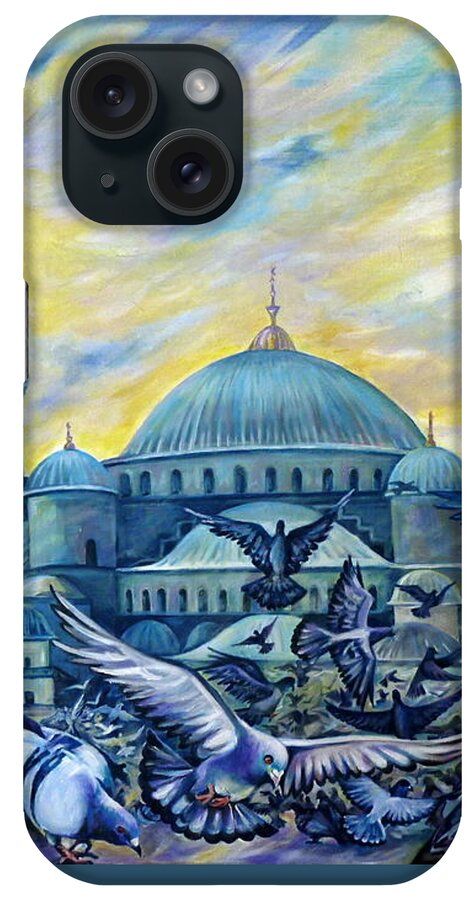 Travel iPhone Case featuring the painting Turkey. Blue Mosque by Anna Duyunova
