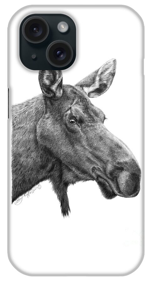 Drawing iPhone Case featuring the drawing 048 - Shelly the Moose by Abbey Noelle