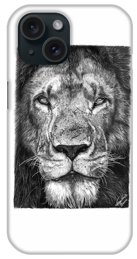 Graphite iPhone Case featuring the drawing 059 - Lorien the Lion by Abbey Noelle