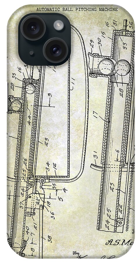 Baseball Patent iPhone Case featuring the photograph 1951 Baseball Pitching Machine Patent by Jon Neidert