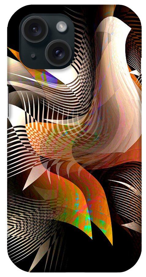Abstract Art iPhone Case featuring the digital art Abstract Peacock by Iris Gelbart