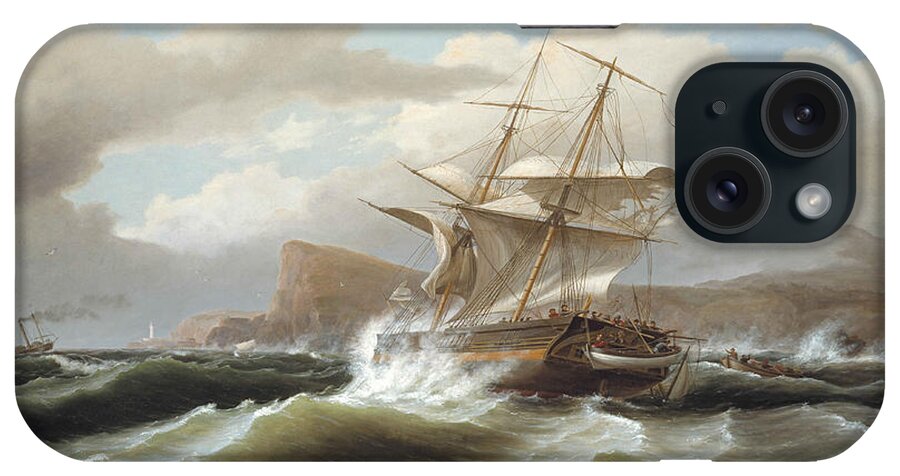 Thomas Birch iPhone Case featuring the painting An American Ship in Distress by Thomas Birch