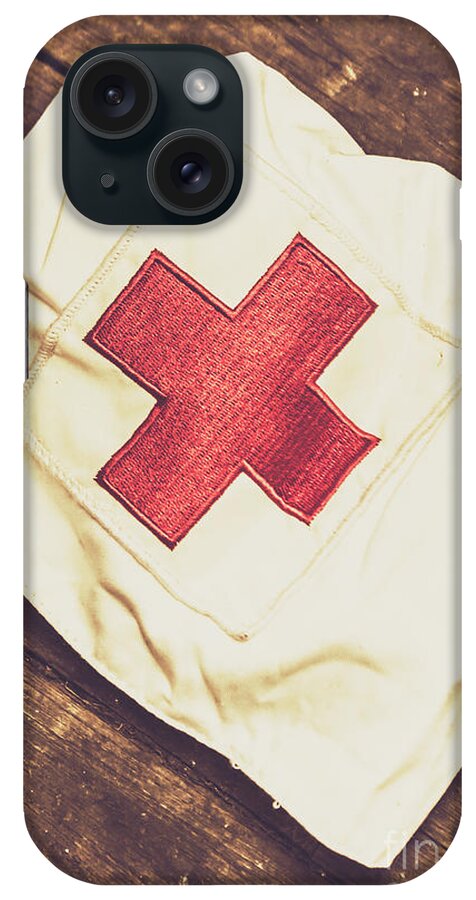 Hospital iPhone Case featuring the photograph Antique nurses hat with red cross emblem by Jorgo Photography