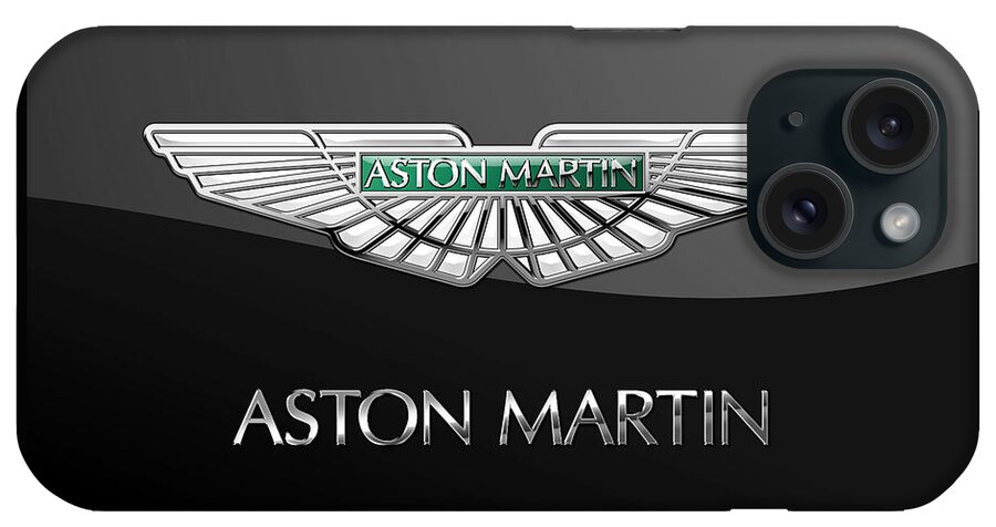'wheels Of Fortune� Collection By Serge Averbukh iPhone Case featuring the photograph Aston Martin 3 D Badge on Black by Serge Averbukh