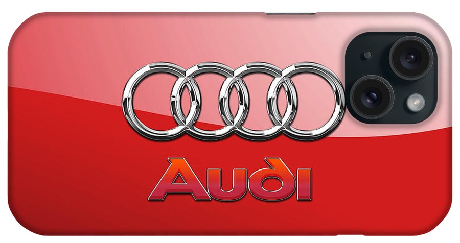 Wheels Of Fortune By Serge Averbukh iPhone Case featuring the photograph Audi - 3D Badge on Red #1 by Serge Averbukh