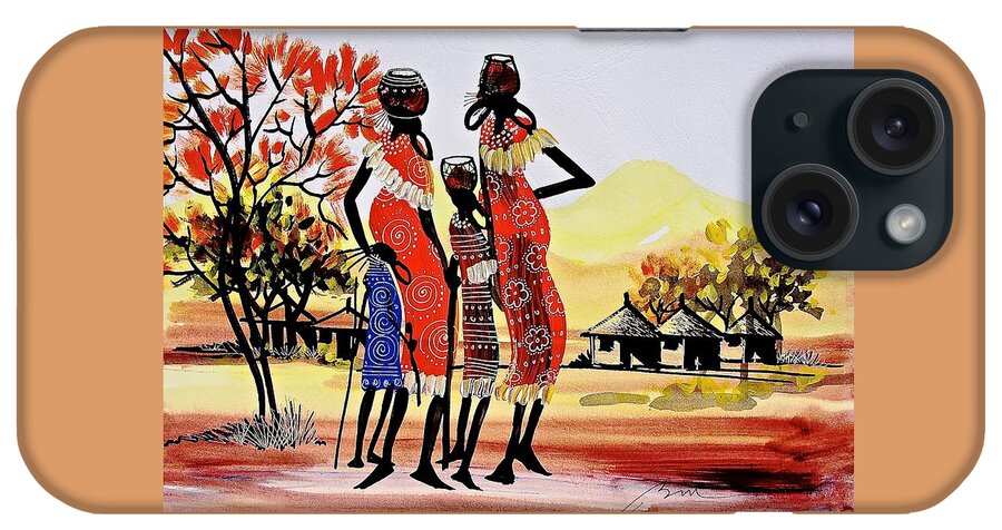 True African Art iPhone Case featuring the painting B 271 #1 by Martin Bulinya