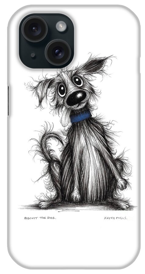 Biscuit iPhone Case featuring the drawing Biscuit the dog #1 by Keith Mills