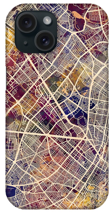 Bogota iPhone Case featuring the digital art Bogota Colombia City Map #1 by Michael Tompsett