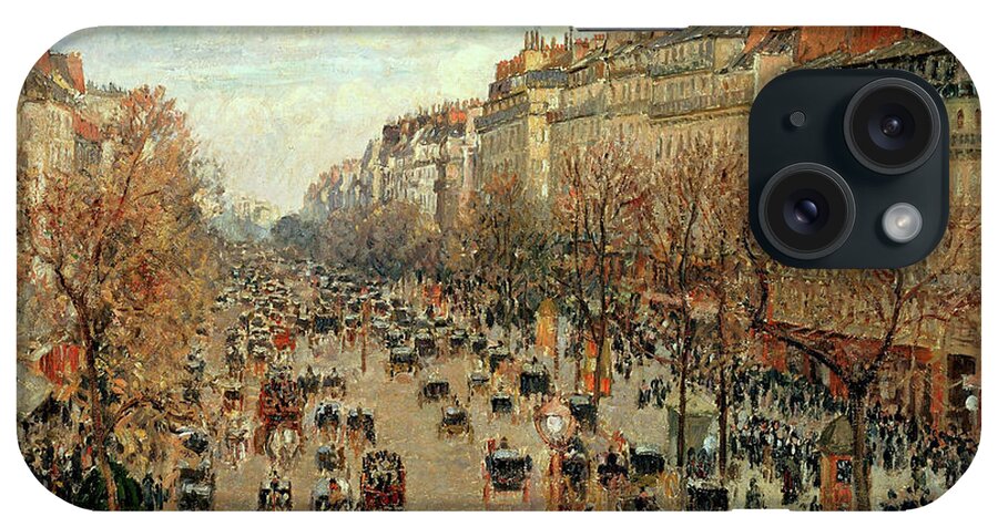Boulevard Montmarte iPhone Case featuring the painting Boulevard Montmarte #3 by Camille Pissarro