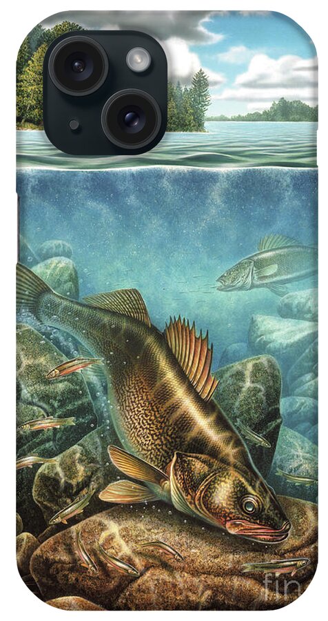 Jon Q Wright iPhone Case featuring the painting Breezy Point Walleye #1 by JQ Licensing