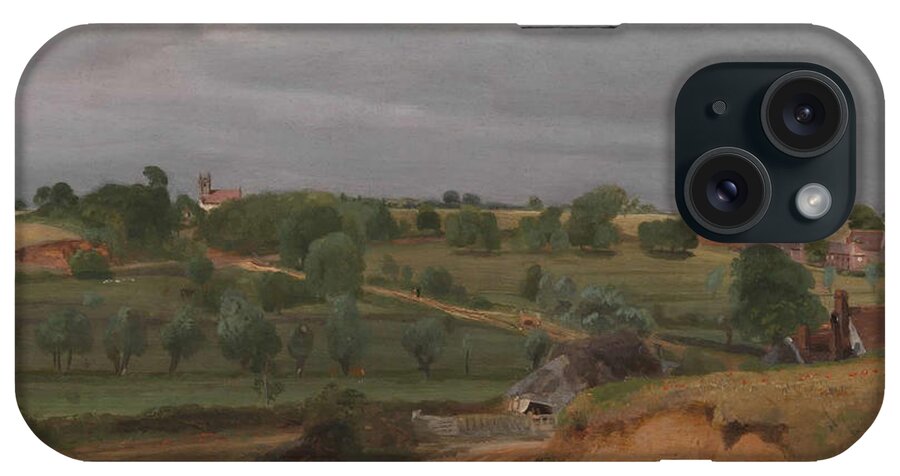 John Constable 17761837  Brightwell Church And Village iPhone Case featuring the painting Brightwell Church and Village #1 by John Constable