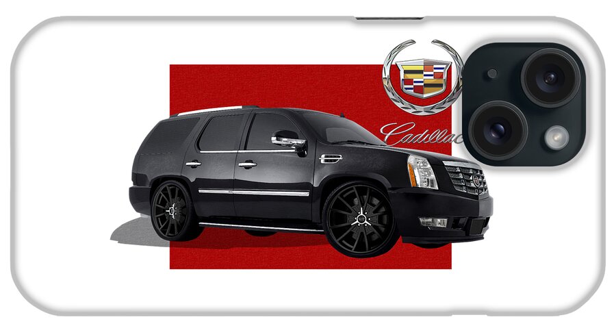 cadillac By Serge Averbukh iPhone Case featuring the photograph Cadillac Escalade with 3 D Badge #1 by Serge Averbukh