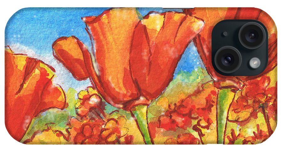 Tamara Kulish iPhone Case featuring the painting California Poppy 1 #1 by Tamara Kulish