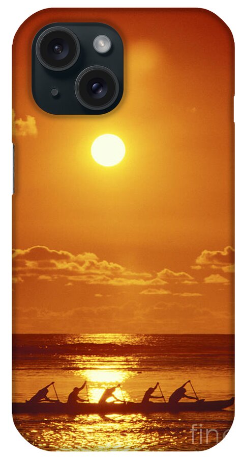 Beautiful iPhone Case featuring the photograph Canoe Paddlers At Sunset #1 by Joe Carini - Printscapes