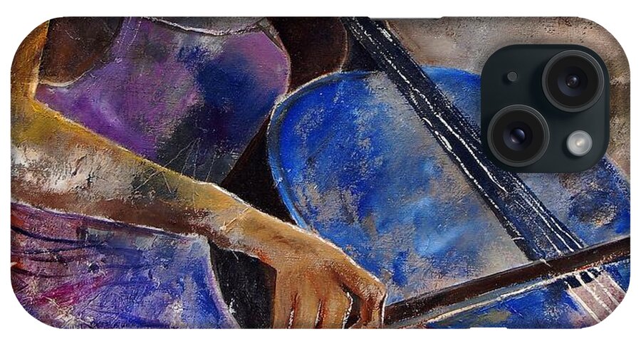 Music iPhone Case featuring the painting Cello player #2 by Pol Ledent